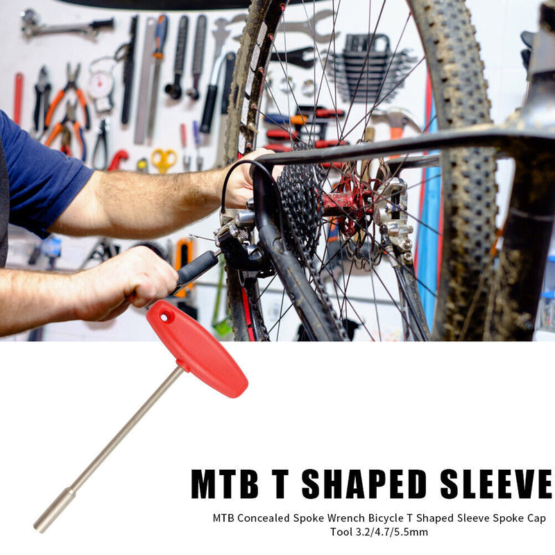 MTB Concealed Spoke Wrench Bicycle T Shaped Sleeve Spoke Cap Tool 3.2/4.7/5.5