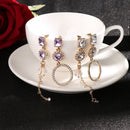 Jewelry Women Purple Crystal Rhinestone Dangle Earrings Drops Earrings Ear Stud