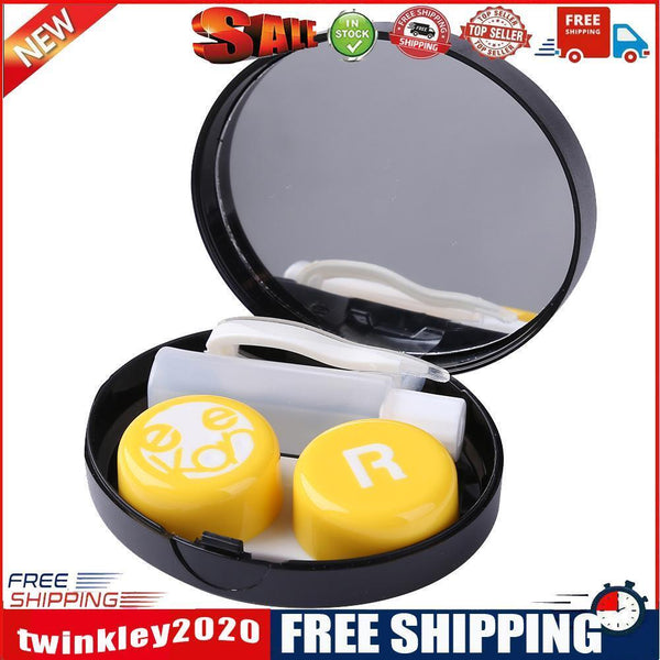 Portable Contact Lens Box Set Invisible Glasses Wearing Tool (Yellow)
