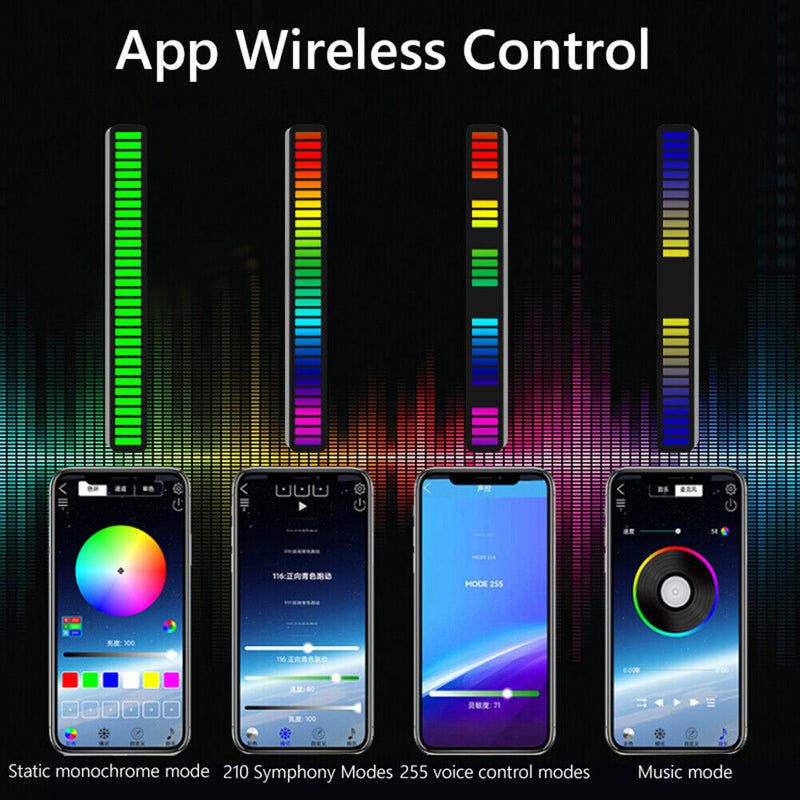 Type-C APP Control RGB 32 LED Voice-Activated Rhythm Light Bar (Jazz Black)