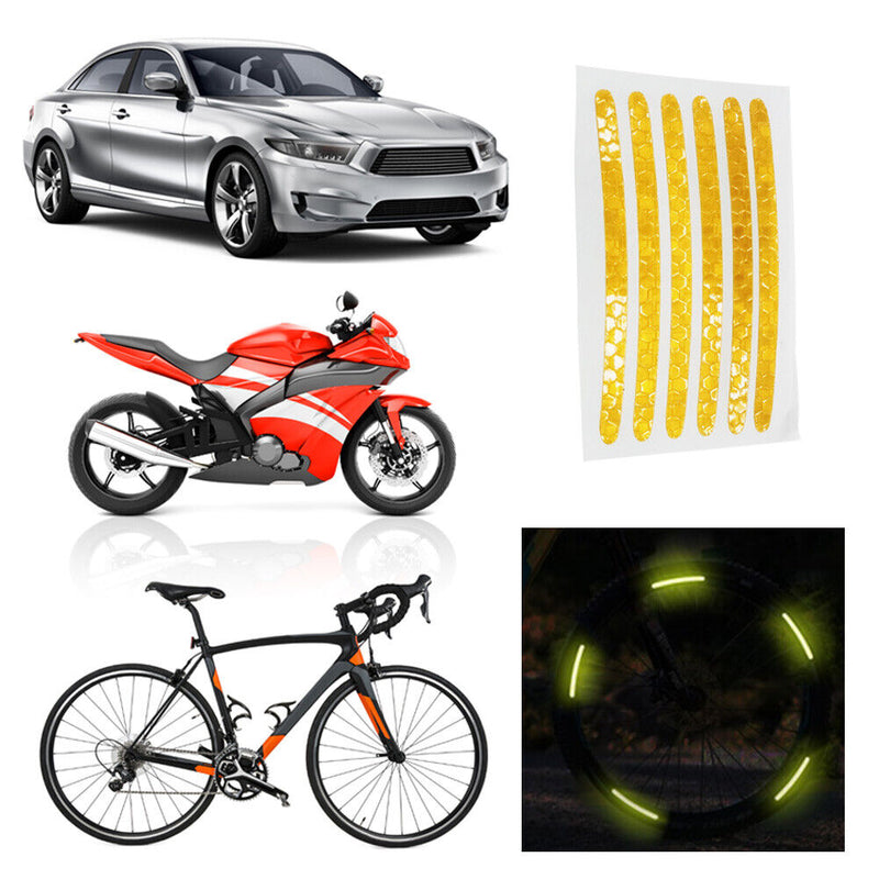 24x Universal Wheel Hub Stickers Car Bike Reflective Tire Rim Tape Strips D