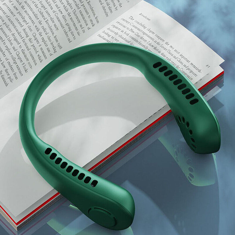 Bladeless Hanging Neck Fan Mini Leafless Fans (Green Adjustable Silicone)