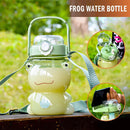 Frog Water Bottle with Straw and Strap Plastic Drinking Bottle Leakproof~