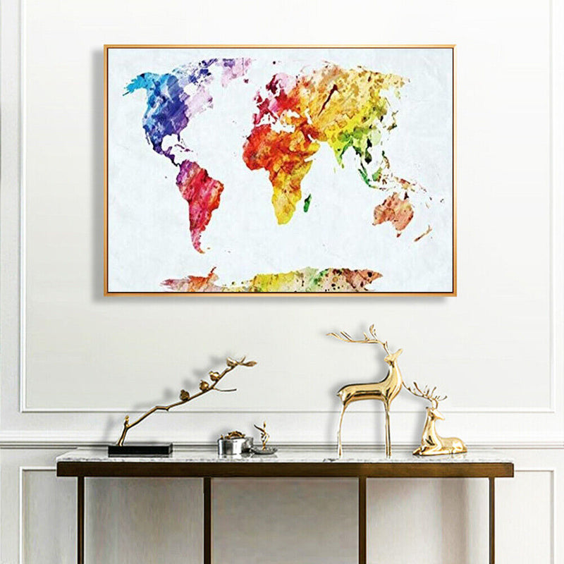 DIY Hand Painted World Map Canvas Oil Painting Kit Drawing By Numbers Ornamen