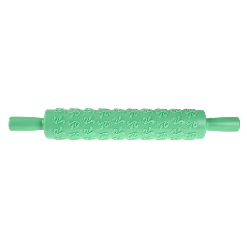 Rolling Pin Pattern Baking Tool Fondant Embossed Mold Cake Deco(Green)