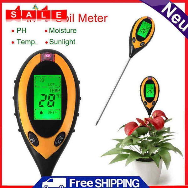 Professional 4 in 1 LCD PH Meter Garden Floor Tester Digital Temperature Display