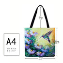 Flowers and Bird Printed Shoulder Shopping Bag Casual Large Tote Handbag