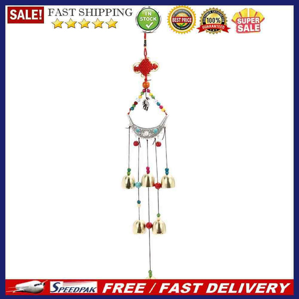 Lucky Elephant Wind Chimes Copper 6 Bells Outdoor Living Yard Garden Decor