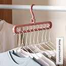 Clothes Wardrobe Hanger Hook Clothing Hanging Rack Shelf Organizer (Pink) Newly
