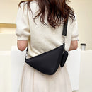 Triangle Shoulder Bags Nylon Crossbody Handbags with Small Clutch Purse Pendant