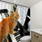 Cat Playing Piano Shower Curtain Anti Splash Bathroom Curtain Hanging Covers