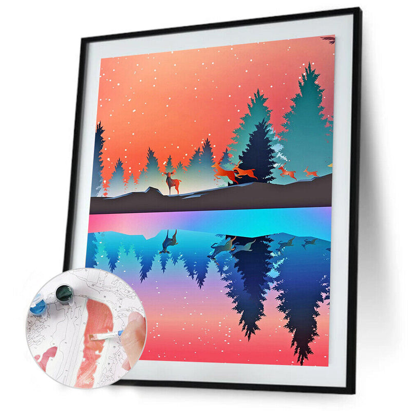 Hand Painted Digital Oil Art Picture DIY Scenery Frameless Paint By Numbers K