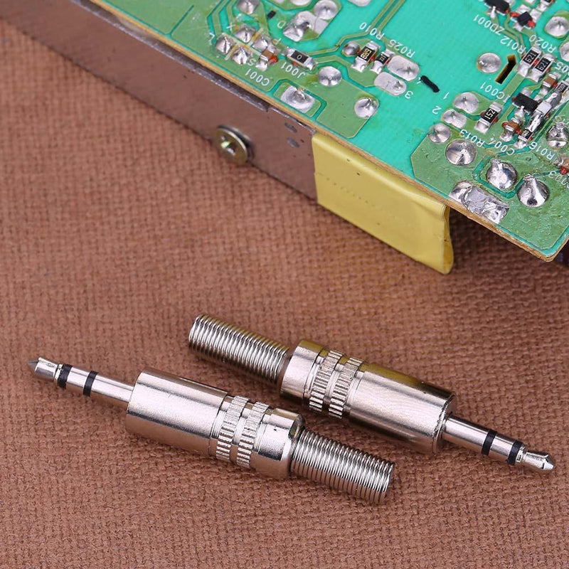 2pcs 3.5mm 1/8in Stereo Male Audio TRS Plated Jack Plug Adapter Connectors Newly