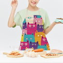 Kitchen Linen Apron Cartoon Cat Print Home Restaurant Cooking Baking Bibs