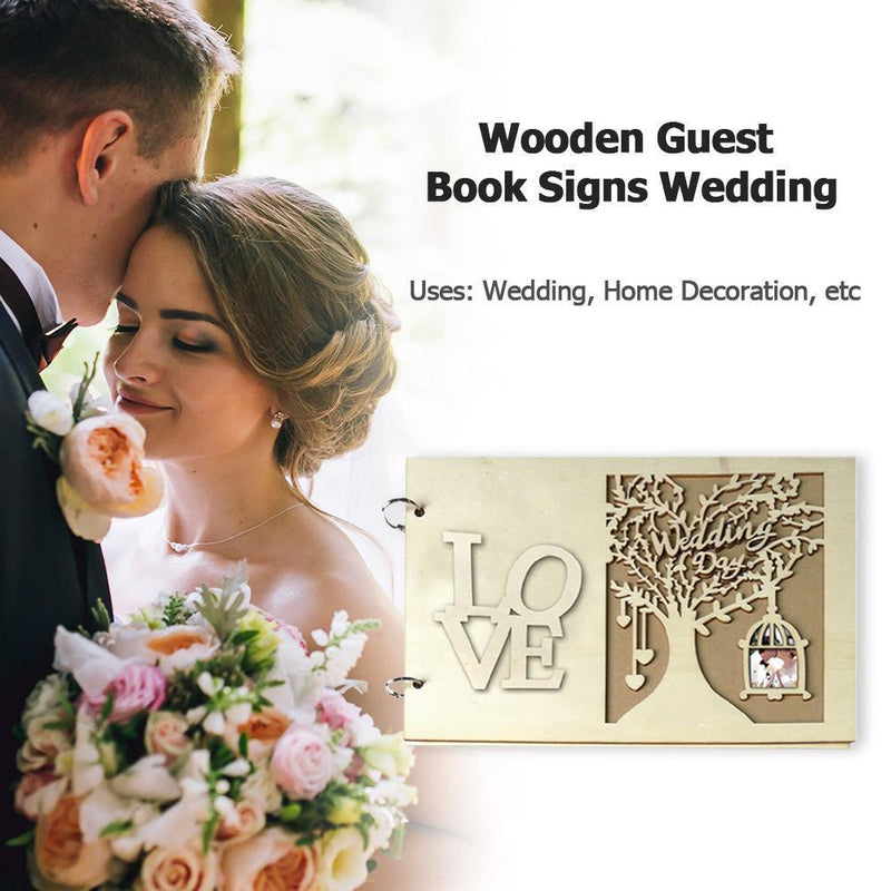 Wedding Guest Book Wooden Heart Hollow Engagement Guestbook Name Sign Board
