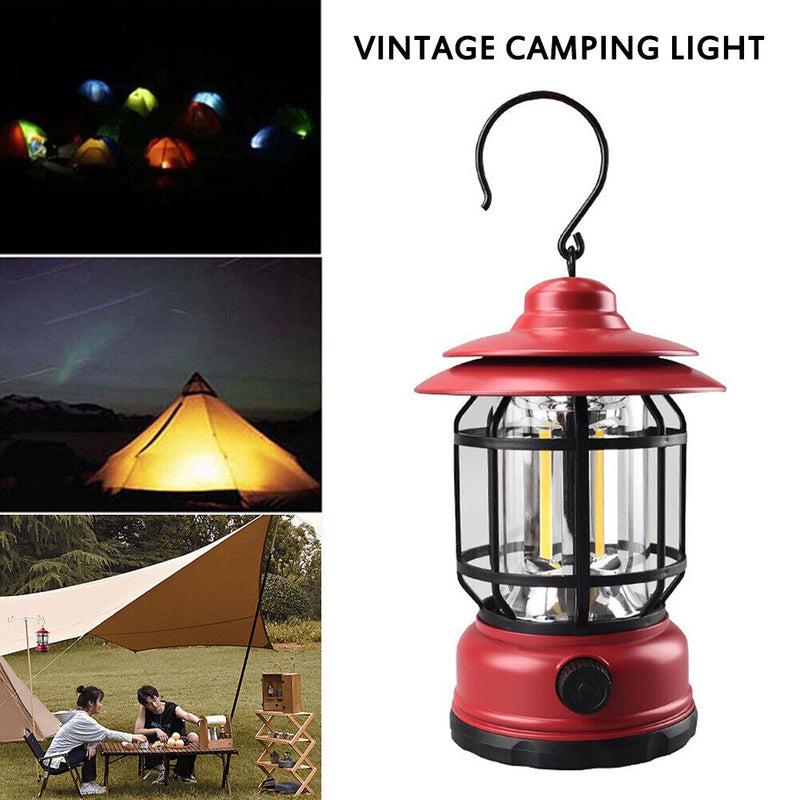 Outdoor Camping Light Retro USB Hanging Atmosphere Home Table Lamp (Red) Newly