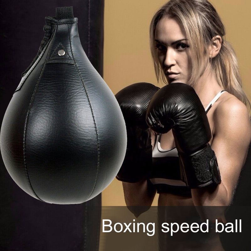 PU Boxing Speed Ball Training Inflatable Punching Pear-Shaped Bag (Black)