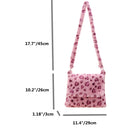 Women Plush Fur Flower Pattern Handbag Lady Winter Buckle Casual Top Handle Bag
