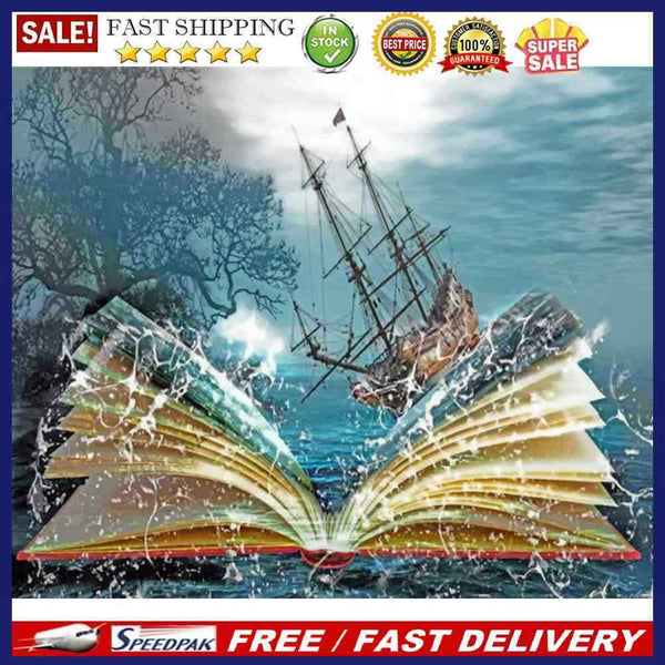 Ship in Book Oil Paint By Numbers Kit DIY Acrylic Painting on Canvas Framel