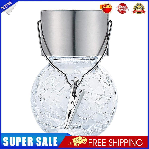 5pcs LED Solar Lamp Cracked Glass Ball Hanging Light Waterproof Decor(A)