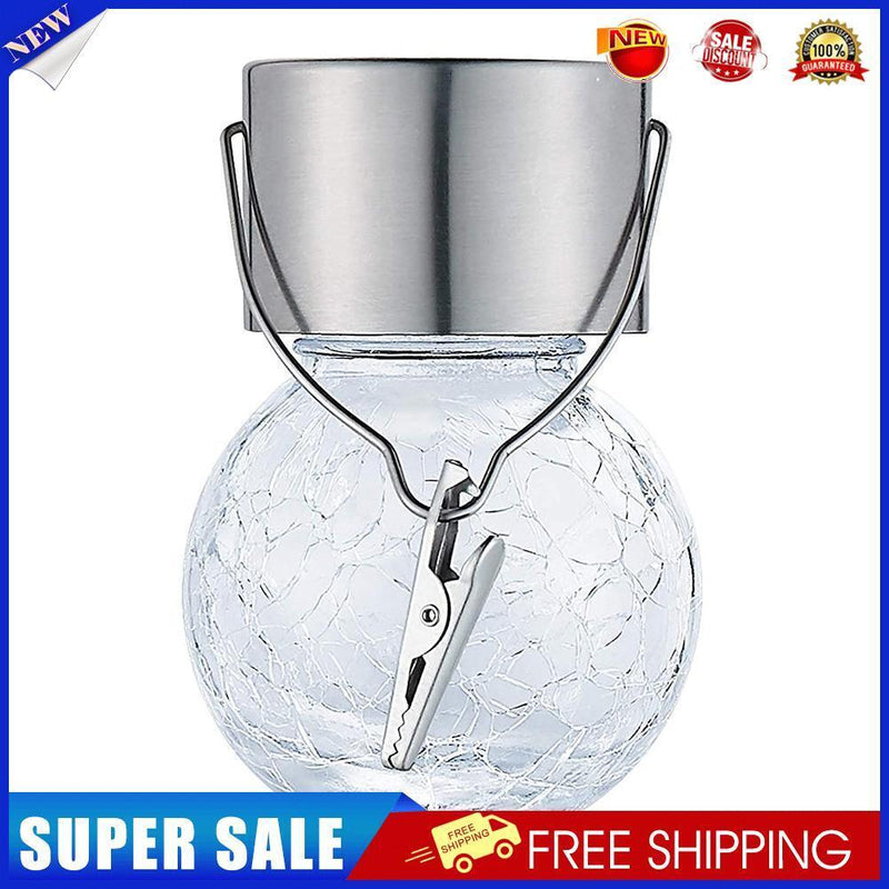 5pcs LED Solar Lamp Cracked Glass Ball Hanging Light Waterproof Decor(A)