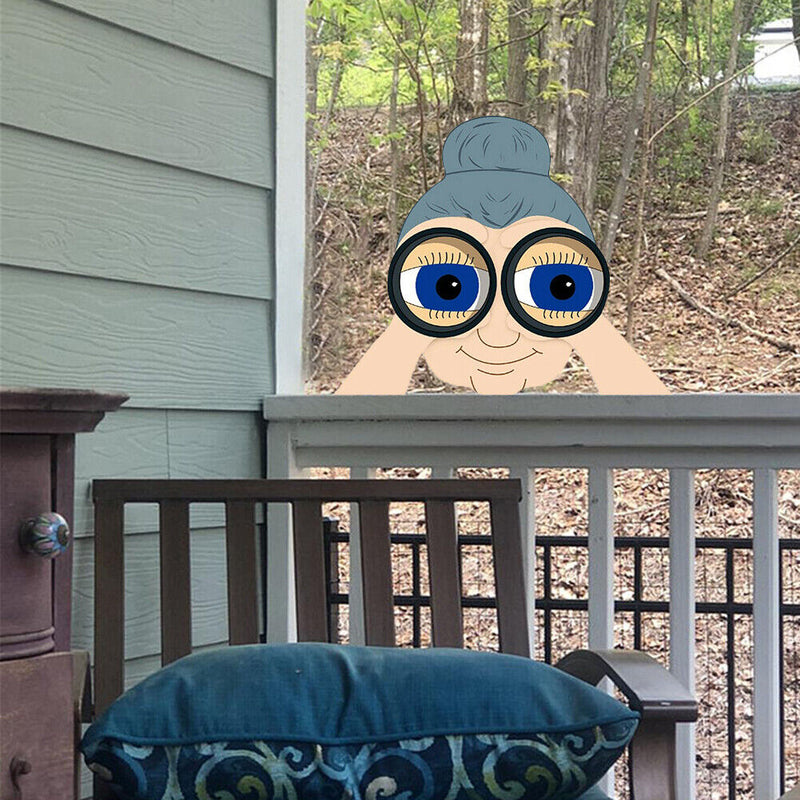 Nosy Old Man Lady Peeping Watching You Yard Art Crafts Decor Outdoor Ornaments