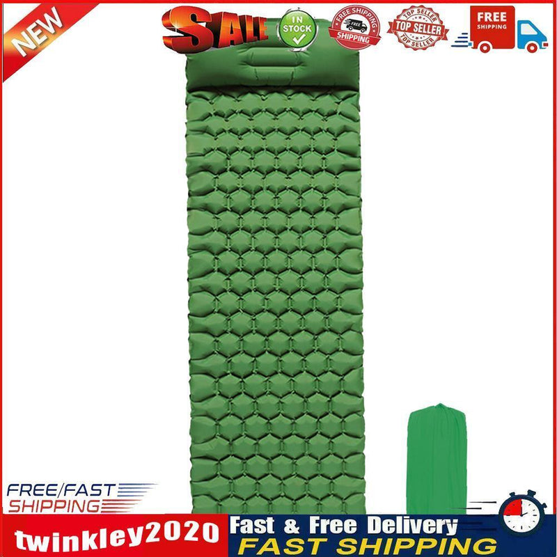 Camping Sleep Pad Inflatable Air Mattress Outdoor Beach Cushion (Green) Newly