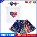 3pcs Tops Flower Print Skirts Summer Kid Girl Clothes Set Cotton Sleeveless