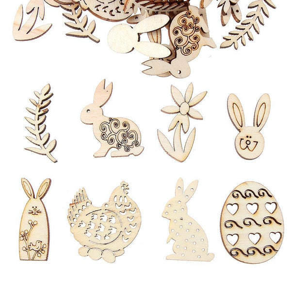 DIY Craft Wooden Eggs Easter Decorations Easter Rabbit Wood Chips Wood Slice