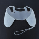 Silicone Non-Slip Grip Cover Case for PS4 Controller with Lanyard(White)