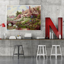 Frameless Oil Paint By Numbers Cottage Country DIY Canvas Picture Craft Kit