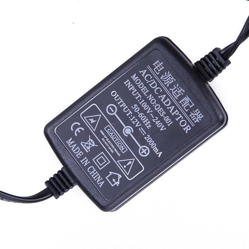 AC to DC Power Adapter 12V 2A Dual Cable Converter Universal 5.5x2.1-2.5mm