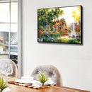 50x40cm Fountain Villa Frameless Picture Oil Paint By Numbers Painted Picture