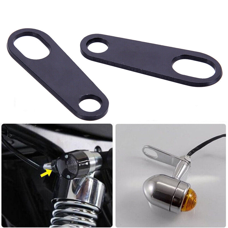 Motorcycle Turn Signal Indicator Light Lamp Holder Shock Brackets (Black)