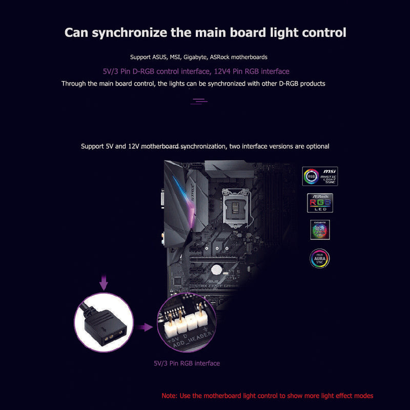 10-Port RGB Fan HUB SATA Power 5V 3PIN ARGB Extension Splitter for Gigabyte MSI