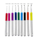 9pcs Double Color Plastic Handle Sweater Needles Crochet Hooks Set DIY Craf