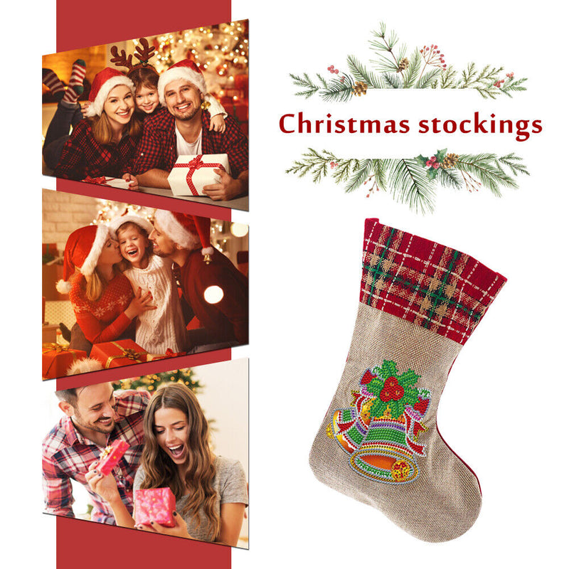 Xmas Decorative Rhinestone Sock 5D Diamond Painting Embroidery Craft Kid Gift