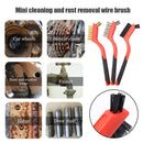 3pcs Wire Brush 7 inch Mini Micro Rust Paint Remover Scrubbing Brushes Red Newly
