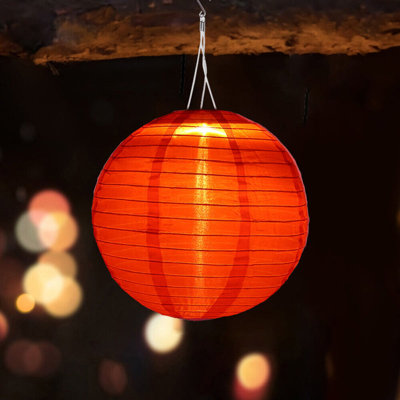 8 inch LED Round Solar Lantern Waterproof Pendant for Garden Decor (Red)