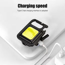 COB LED Mini Portable Keychain Lamp Type-C Rechargeable Torch with Stand Newly