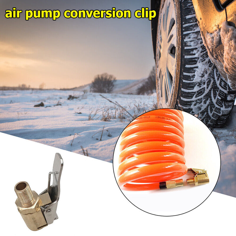 8mm Brass Car Tire Air Chuck Inflator Pump Valve Clip Clamp Connector Adapter