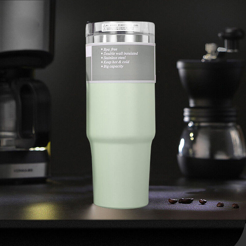 Stainless Coffee Mug Water Tea Cup Insulated Car Drinkware (890ml Green) Newly