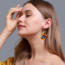 Women Retro Daisy Tear Drop Earrings PU Leather Earrings Holiday Jewelry Newly