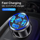 5USB QC3.0 Car Charger 3.1A Multi Ports Phone Fast Quick Charging (Black) Newly
