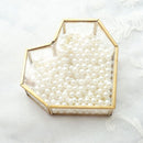 Hexagon Transparent Glass Jewelry Box Wedding Ring Earrings Holder (Heart)