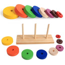 Wooden Puzzle Stacking Tower Of Hanoi Kid Mathematical Educational Toys Newly