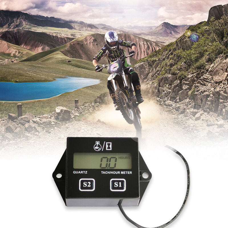 Digital Motorcycle Tach Hour Meter Motorbike ATV Boat Engine Gauge Tachomet