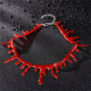 Gothic Party Dress Punk Choker Red Blood Drip Necklace Deathrock Halloween