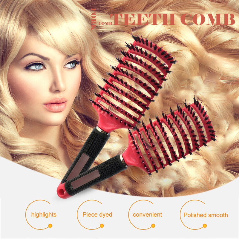 Hair Scalp Massage Comb Hairbrush Bristle Nylon Hairdressing Brush Styling To