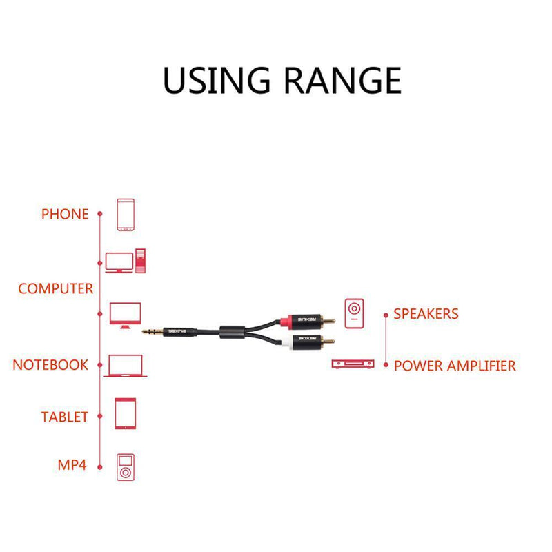 3.5mm Jack Male to 2 RCA Aux Cable Cotton Braided for Home Theater (3 m)